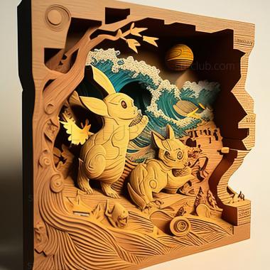 3D model Cheers on Castaways Isle Pikachu Pochama Drifting Chron (STL)